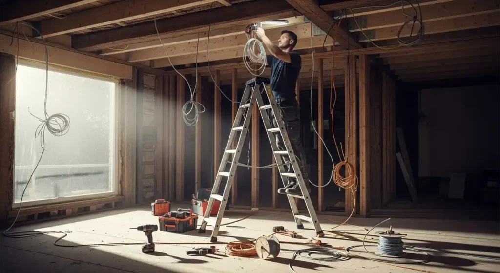 renovation electrician doing work